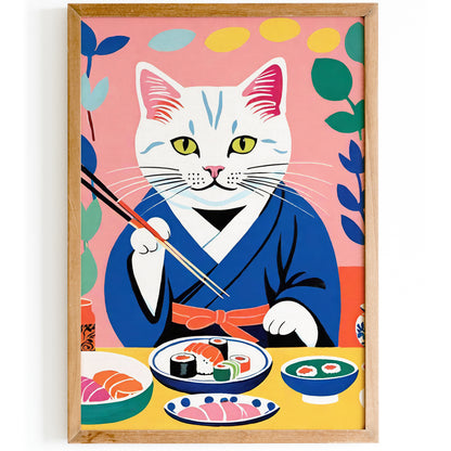 Cat Sushi Master Art Print 2024