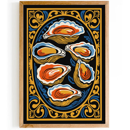 Oysters Vintage Kitchen Art Print in Rococo Style