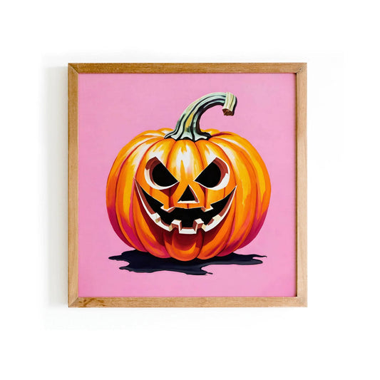 Pink Halloween Pumpkin Square Art Print - HypeSheriff