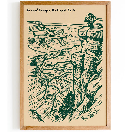 Grand Canyon Vintage National Park Art Poster