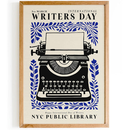 Writers Day NYC Public Library Poster, Literary Print