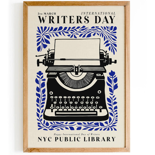 Writers Day NYC Public Library Poster, Literary Print