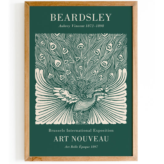 Beardsley Art Nouveau Peacock Poster