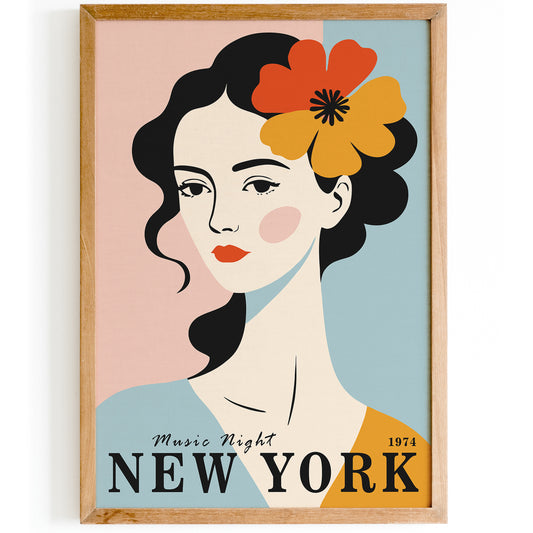 Music Night New York Woman Poster