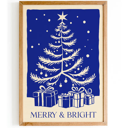 Blue Christmas Tree Art Print 2024