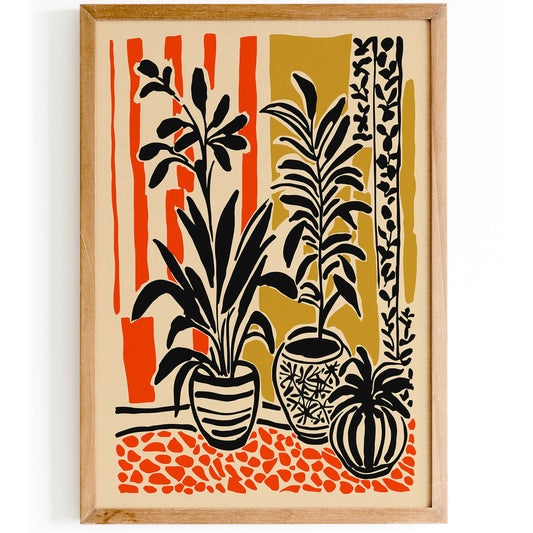 Still Life Plant Poster - Retro Black Ink Botanical Wall Art