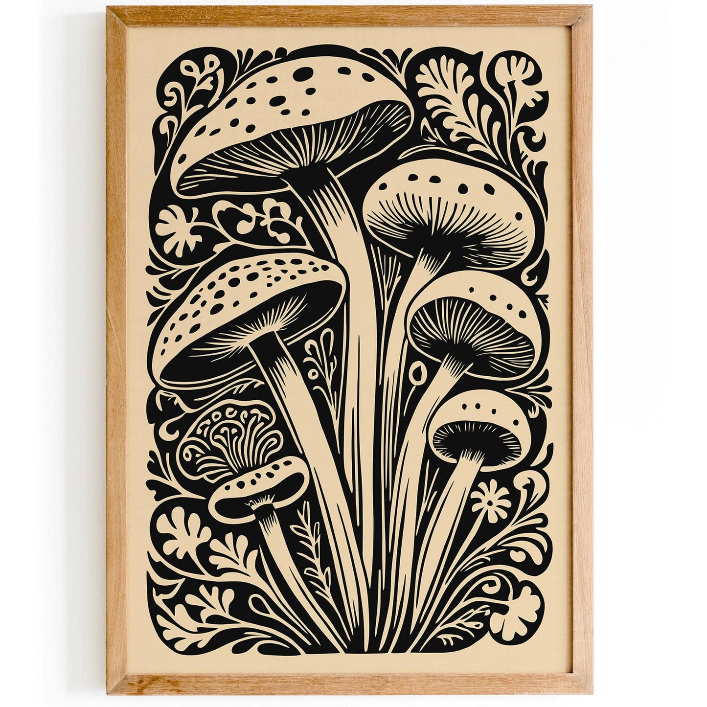 Vintage Style Mushrooms Poster