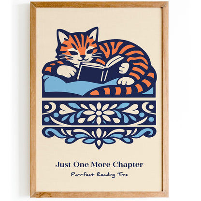 Just One More Chapter Reading Cat Poster