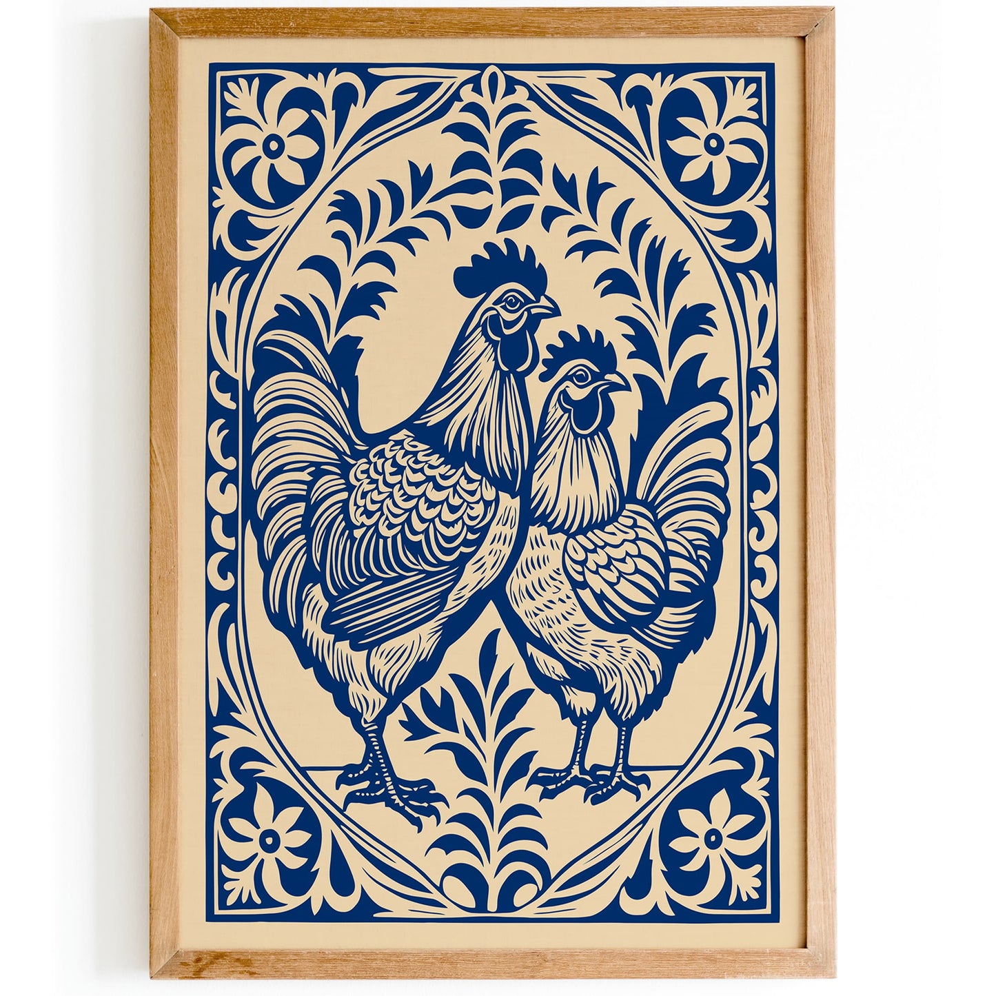 Farmhouse Chicken Poster – Rustic Kitchen Wall Art Print