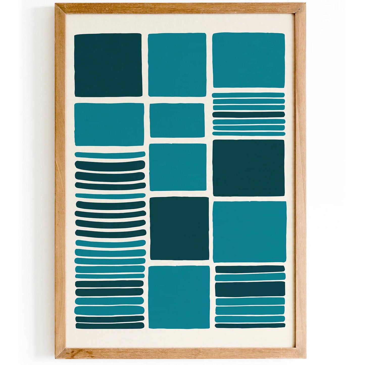 Mid-Century Teal Squares Print