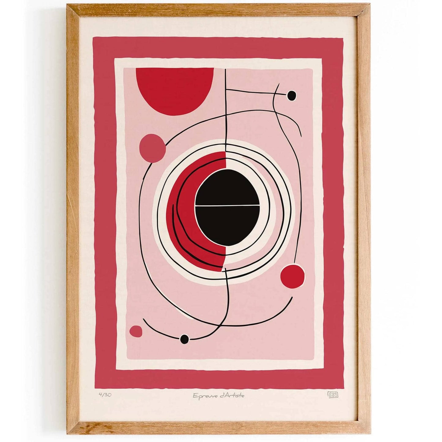 Red Orbit - Abstract Geometric Print