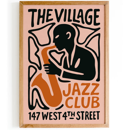 The Village Jazz Club Vintage Poster