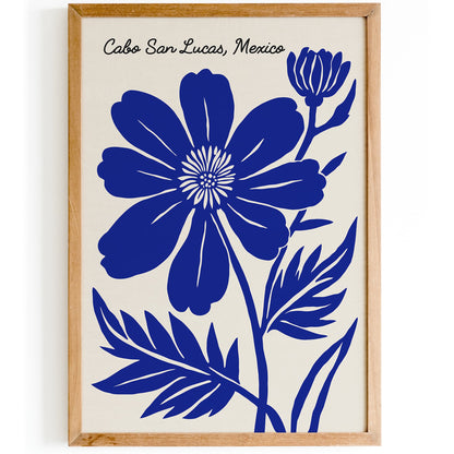 Cabo San Lucas Print - Tropical Blue Flower Decor