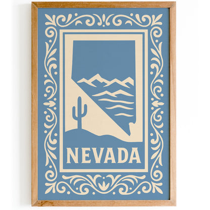Nevada Travel Poster Icy Blue Wall Art Print