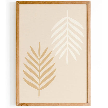 Boho Japandi Wall Art – Minimalist Leaves Poster