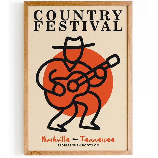 Country Music Festival Poster Nashville Wall Art Print
