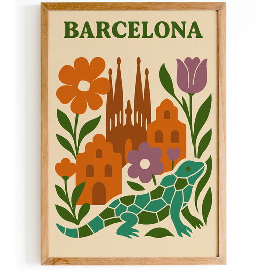 Bohemian Barcelona Print - Vintage Travel Poster