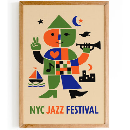 NYC Jazz Festival Art Print - Retro Music Poster