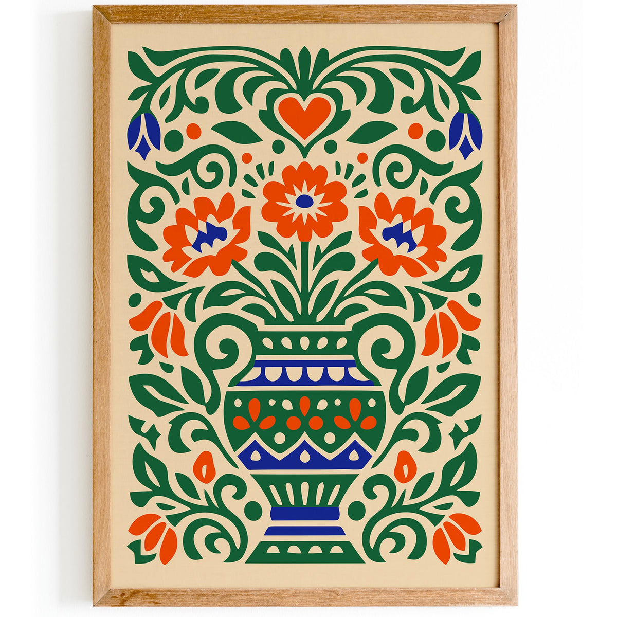 Colorful Cut Paper Flowers in Vase Art Poster