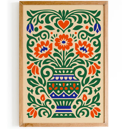 Colorful Cut Paper Flowers in Vase Art Poster