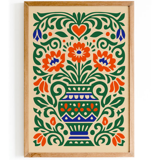 Colorful Cut Paper Flowers in Vase Art Poster