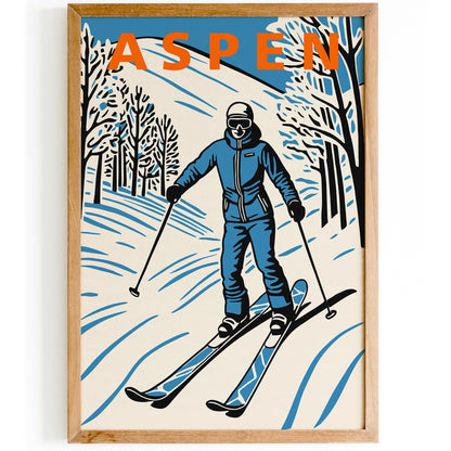 Aspen Skiing Travel Poster