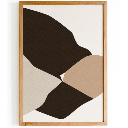 Abstract Brown Beige Wavy Shapes Wall Art Print 2026