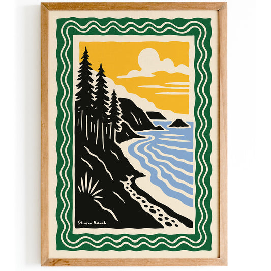 Stinson Beach, California Poster - Retro Landscape Wall Art