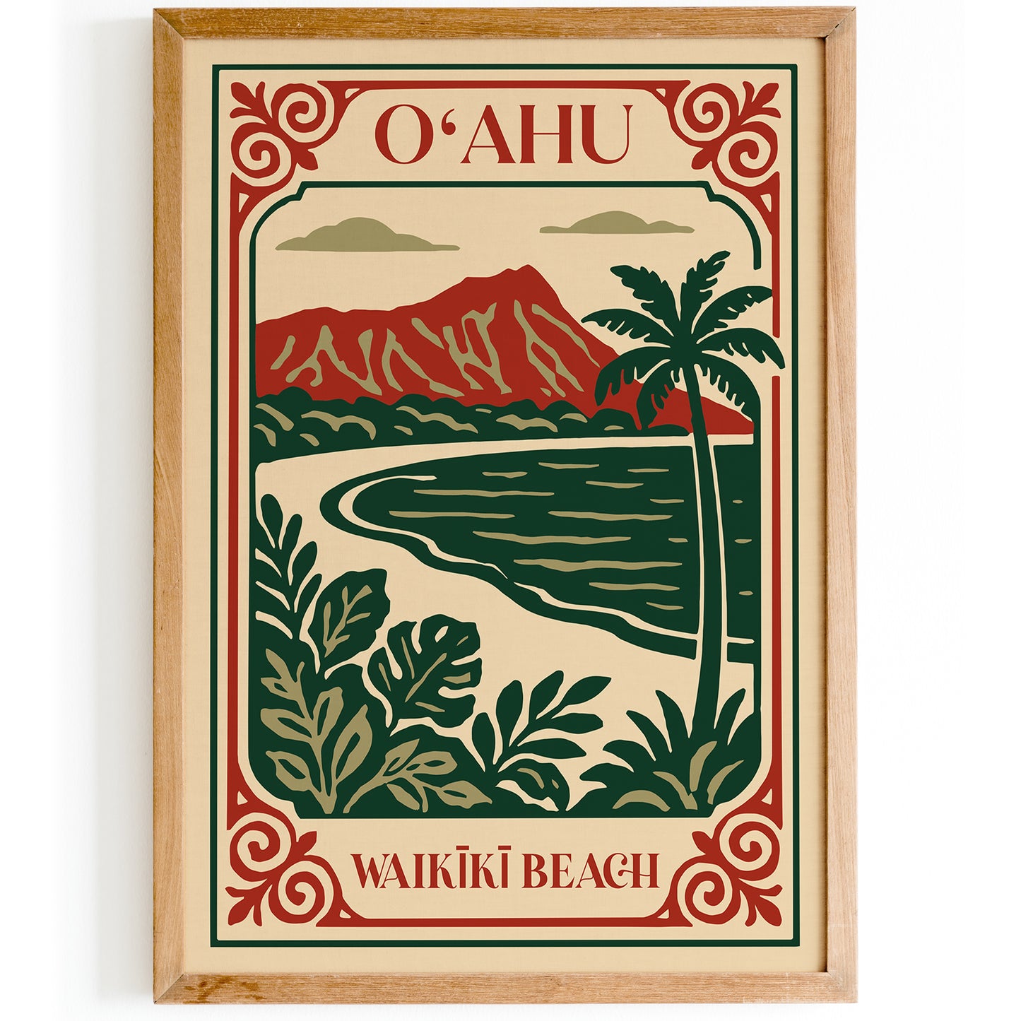 Oahu Waikiki Beach Travel Poster