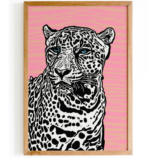 Bold Chic White Panther Cat Art Print