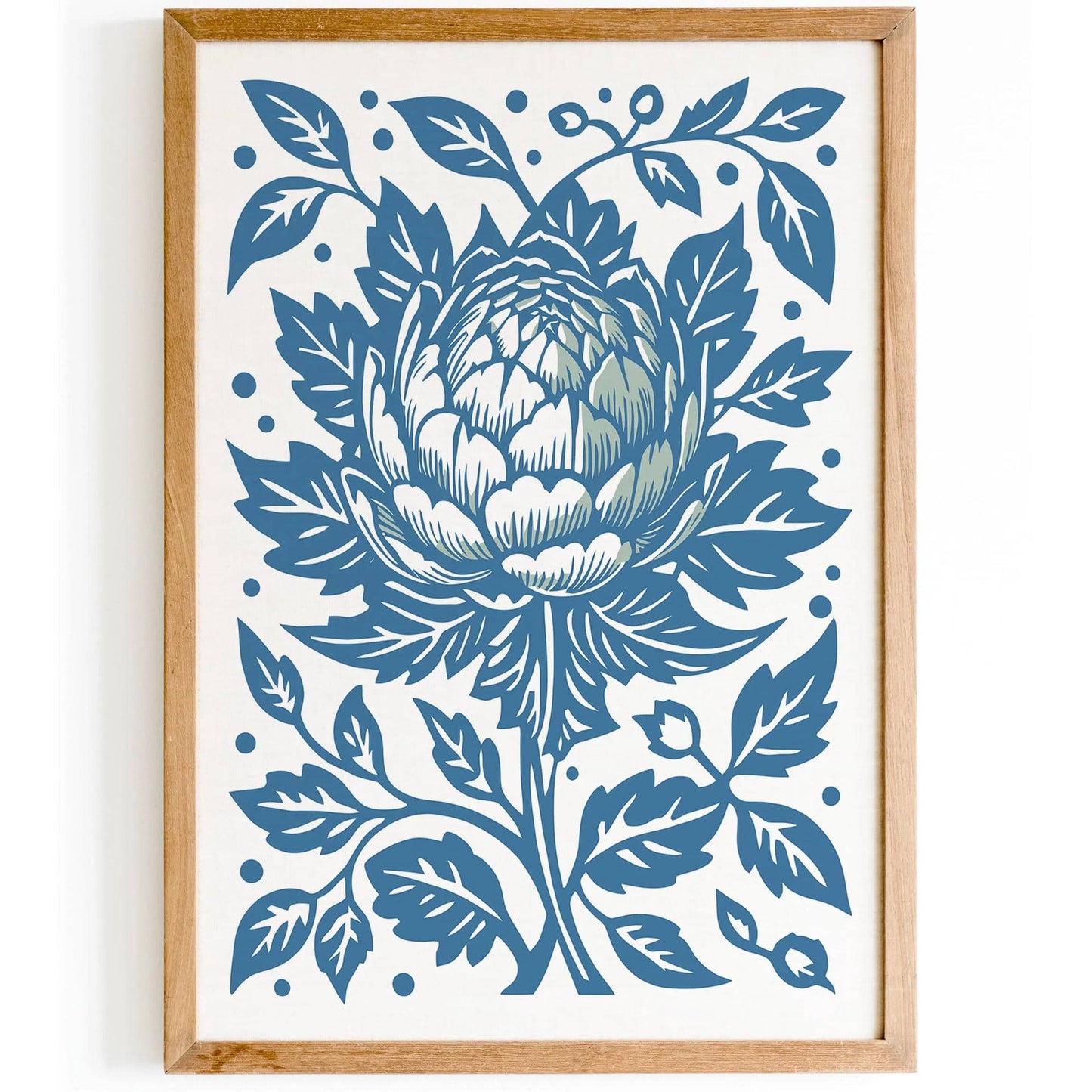 Blue and White Artichoke Modern Print
