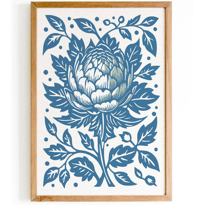 Blue and White Artichoke Modern Print