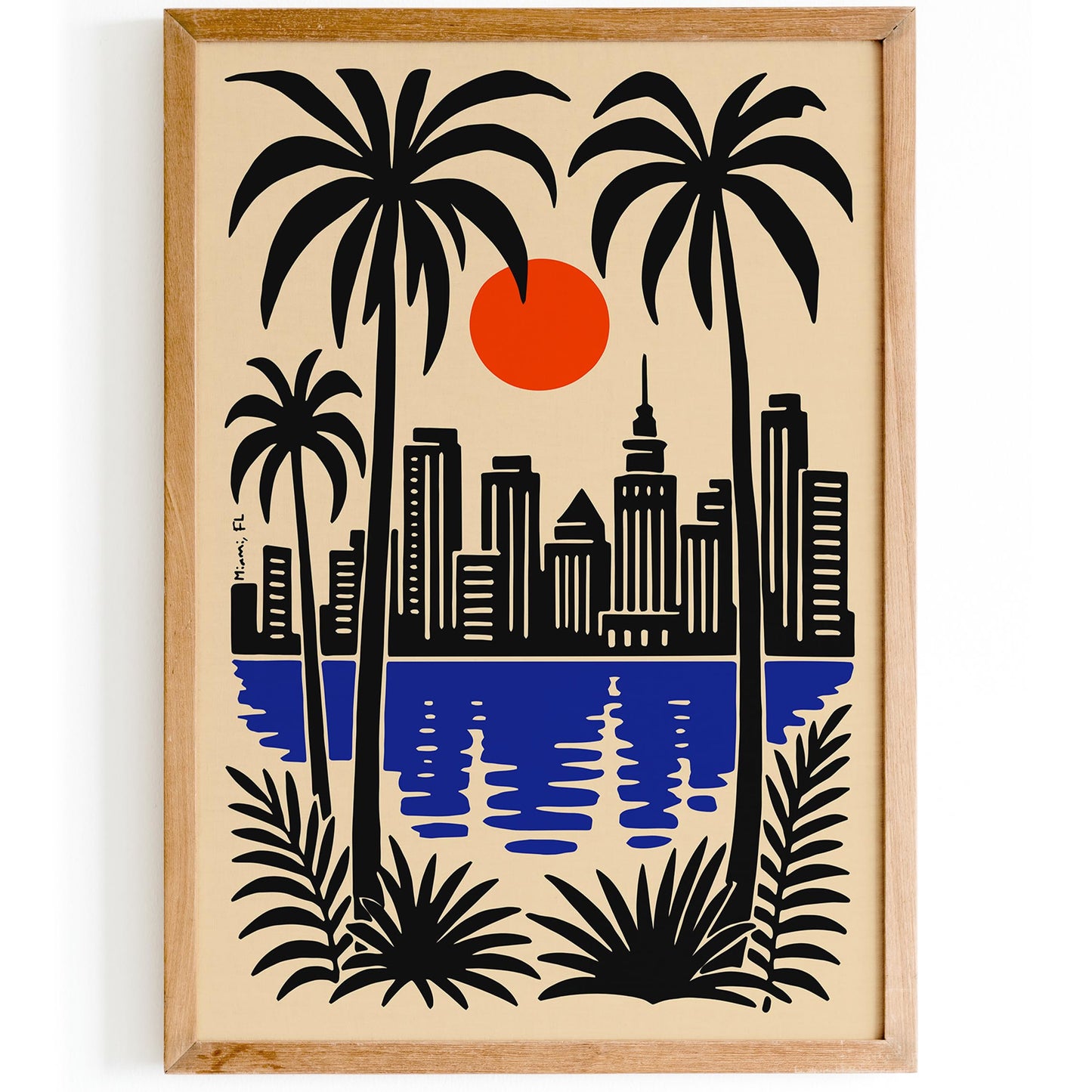 Miami Florida Poster - Cityscape Wall Art - Retro Travel Print