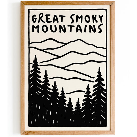 Great Smoky Mountains Black & White Poster