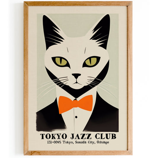 Tokyo Jazz Club Retro Cat Poster