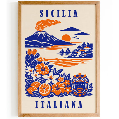 Sicilia Italy Travel Poster