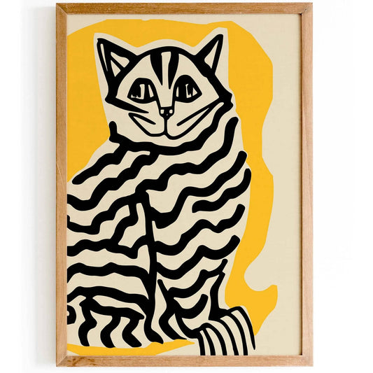 Abstract Striped Cat Art Print