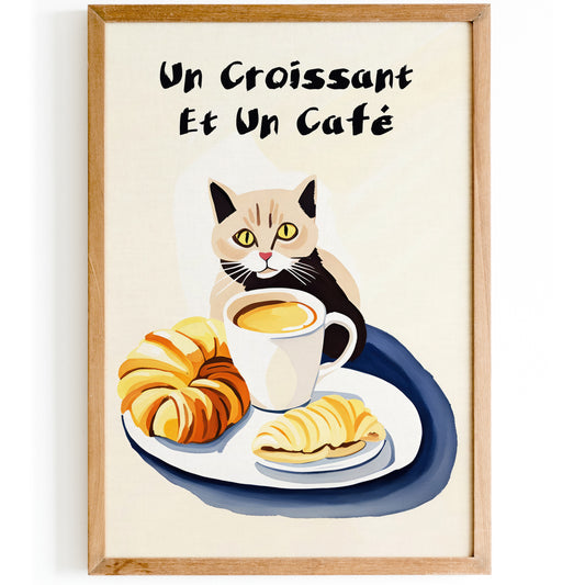 Cute French Cat & Coffee Poster