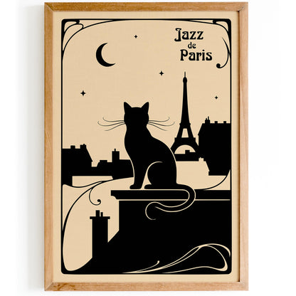 Vintage Jazz de Paris Poster – Music Cat Wall Art Print