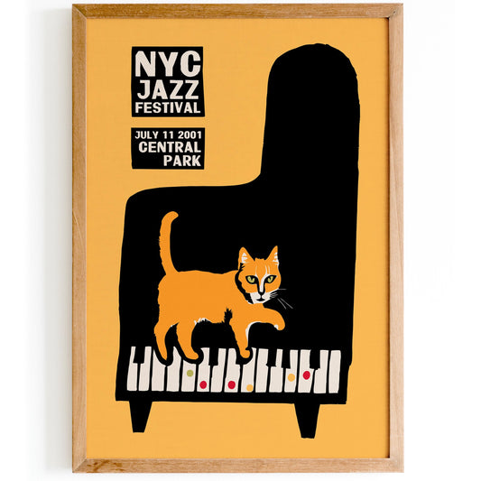NYC Jazz Festival Cat Piano Poster Print