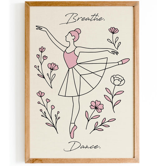 Breathe. Dance. Poster - Minimalist Line Art Print