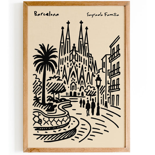 Barcelona Sagrada Familia Poster - Travel Wall Art Print
