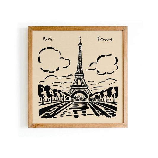 Black Ink Paris Art – France Square Wall Print