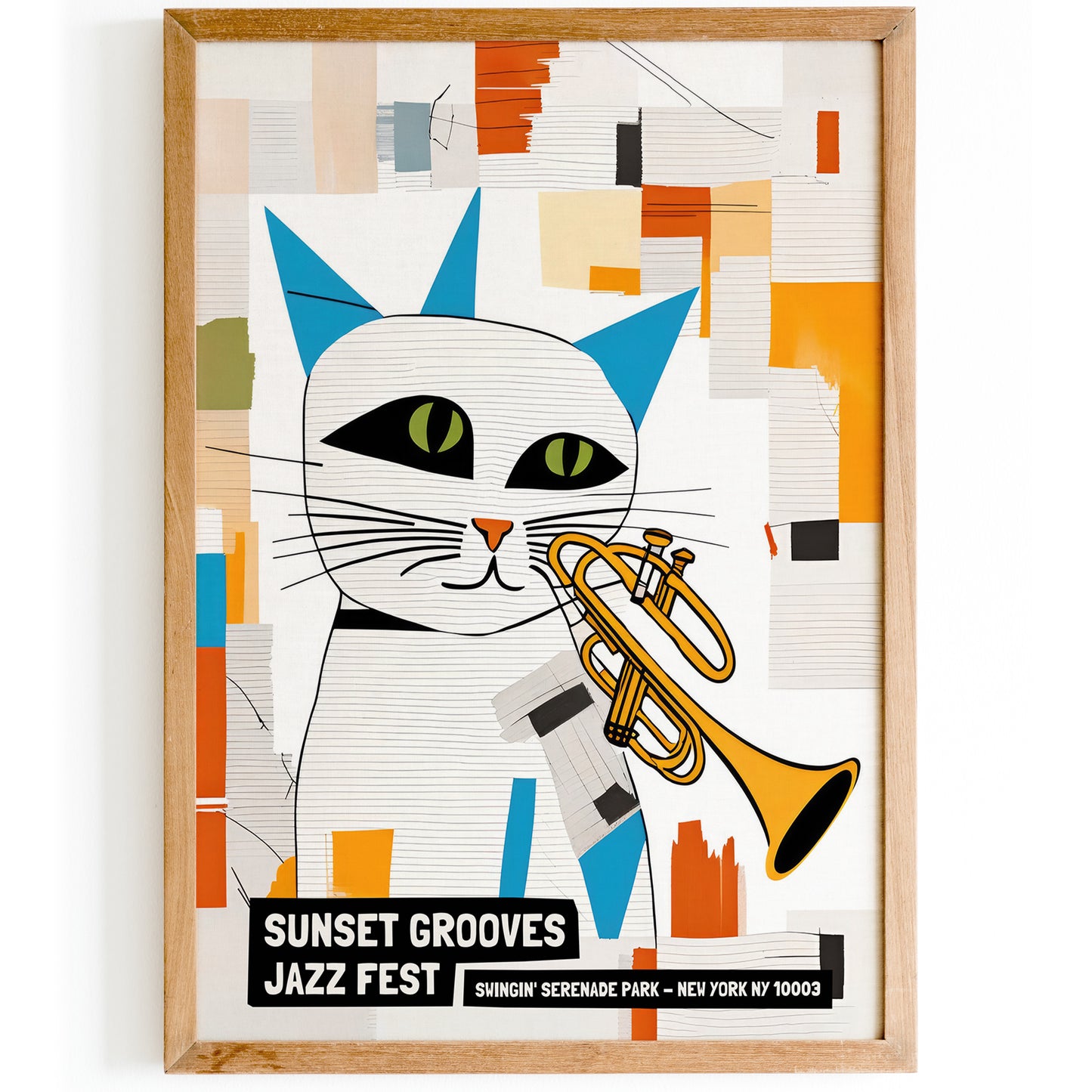 NYC Jazz Fest Poster - Trumpet Cat Collage