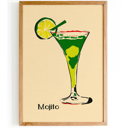 Mojito Cocktail Retro Poster