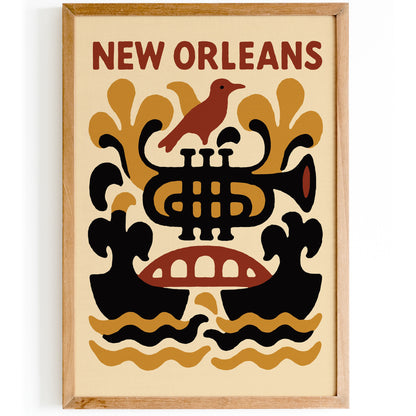 New Orleans Trumpet Poster - Jazz City Art Print