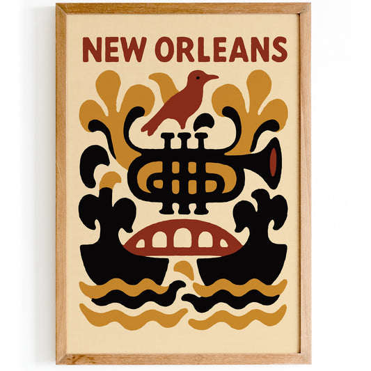 New Orleans Trumpet Poster - Jazz City Art Print