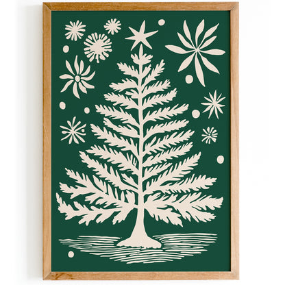 Christmas Tree Illustration Entryway Wall Decor