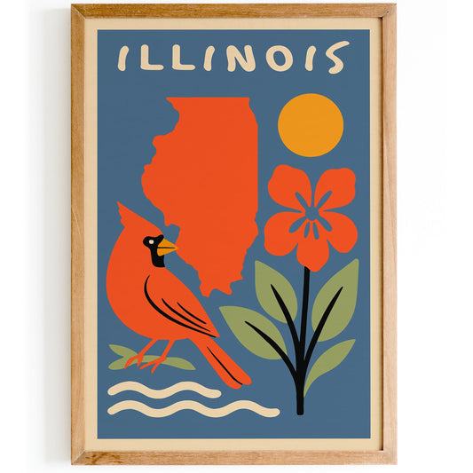 Illinois Travel Colorful Poster