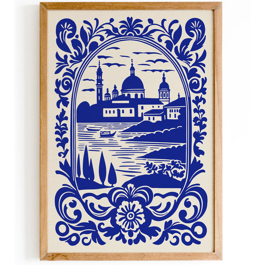 European Cityscape Blue Poster